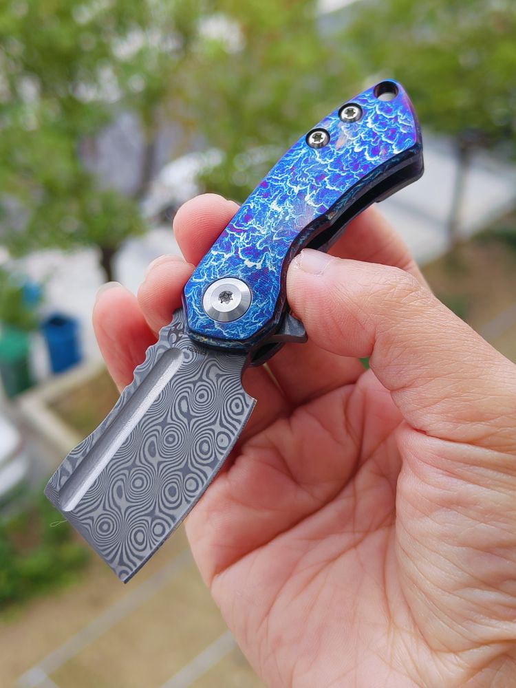Kansept Knives Mini Korvid 大马士革钢 钛合金雷纹柄 K3030D1