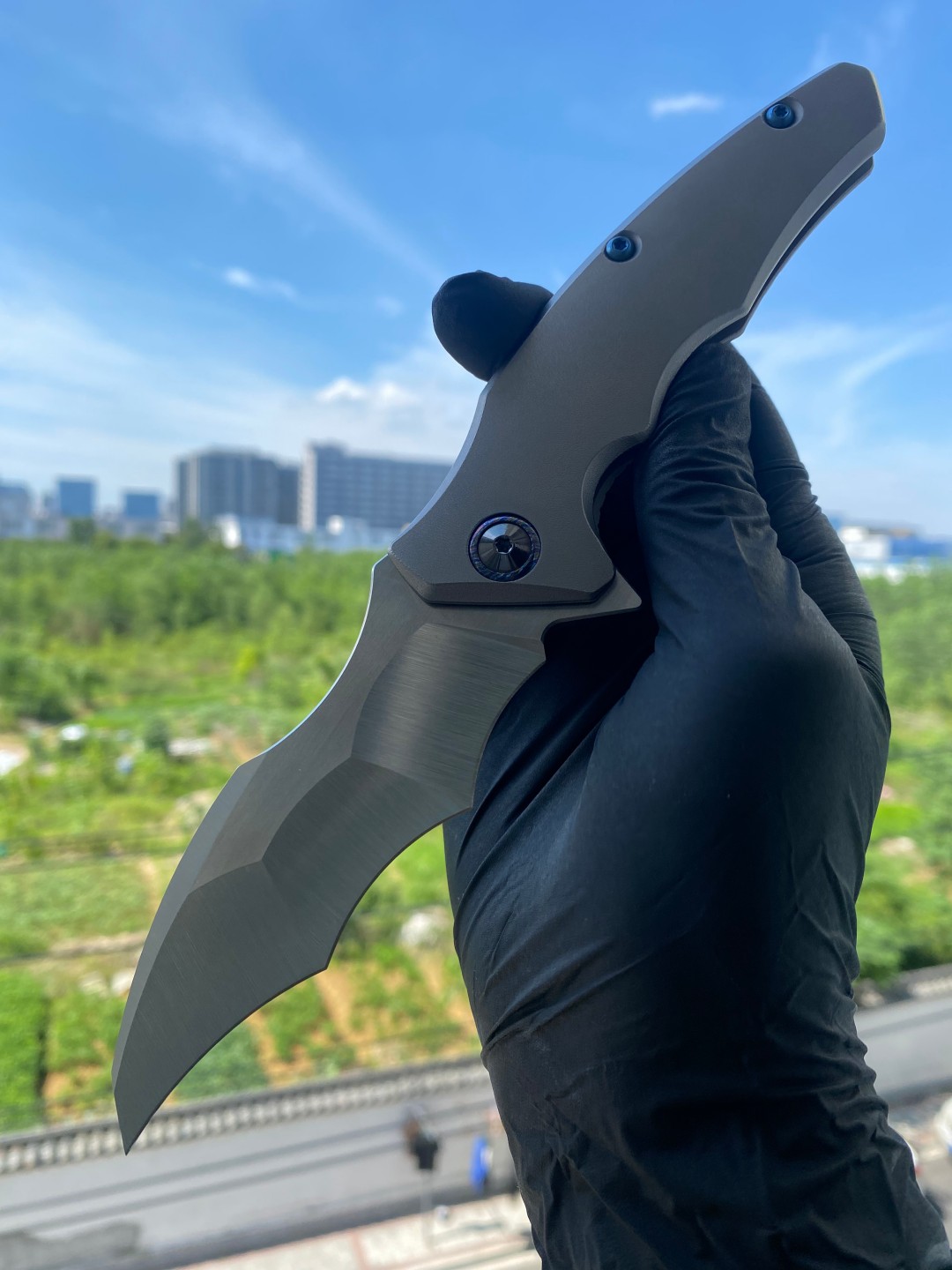 🚫 Maxace Knives 龍 M390钢 钛合金柄 蓝色螺丝及背骨 MDG01 2780