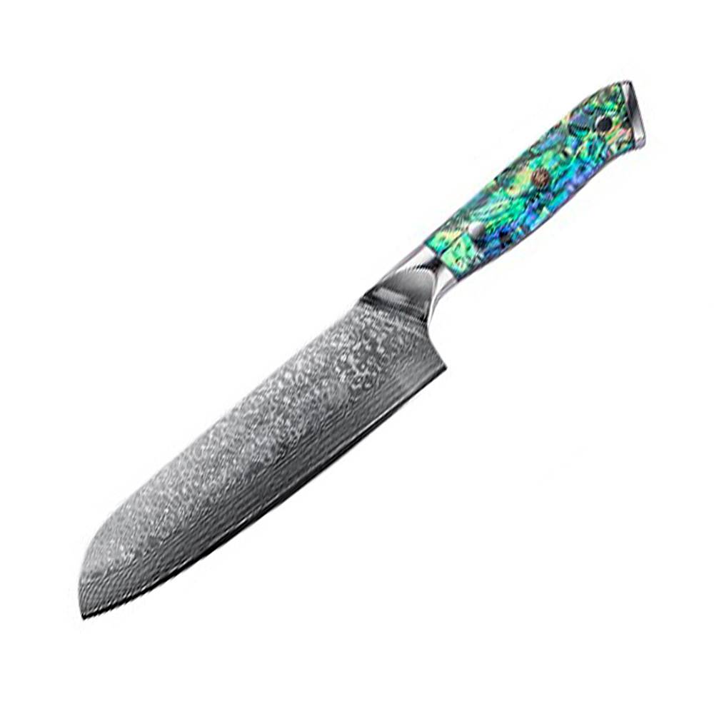 DYQ珠宝 匠心系列 大马士革钢 鲍贝柄 7寸日式厨刀 538