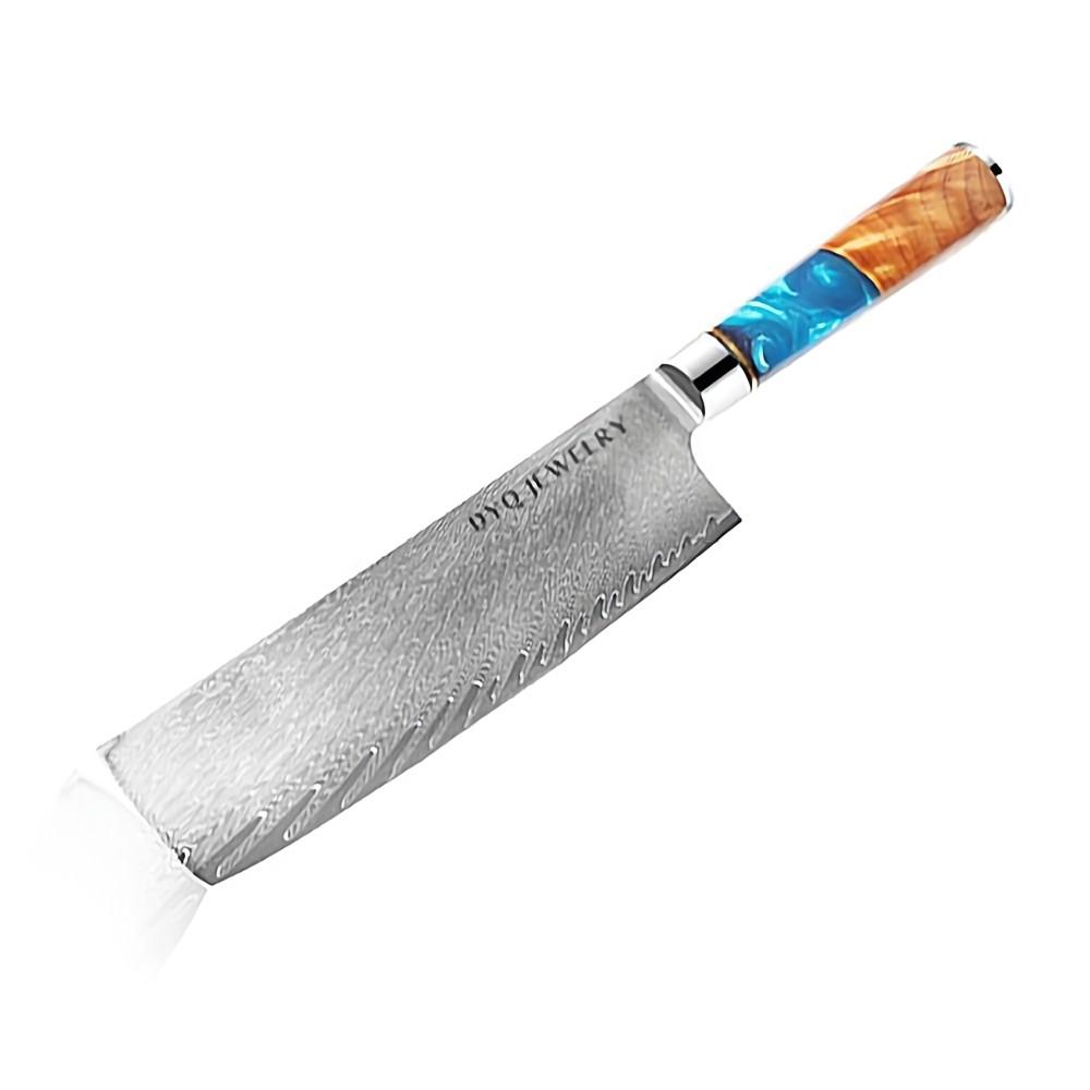 DYQ珠宝 臻心系列 大马士革钢 树脂柄 7寸菜切厨刀 428