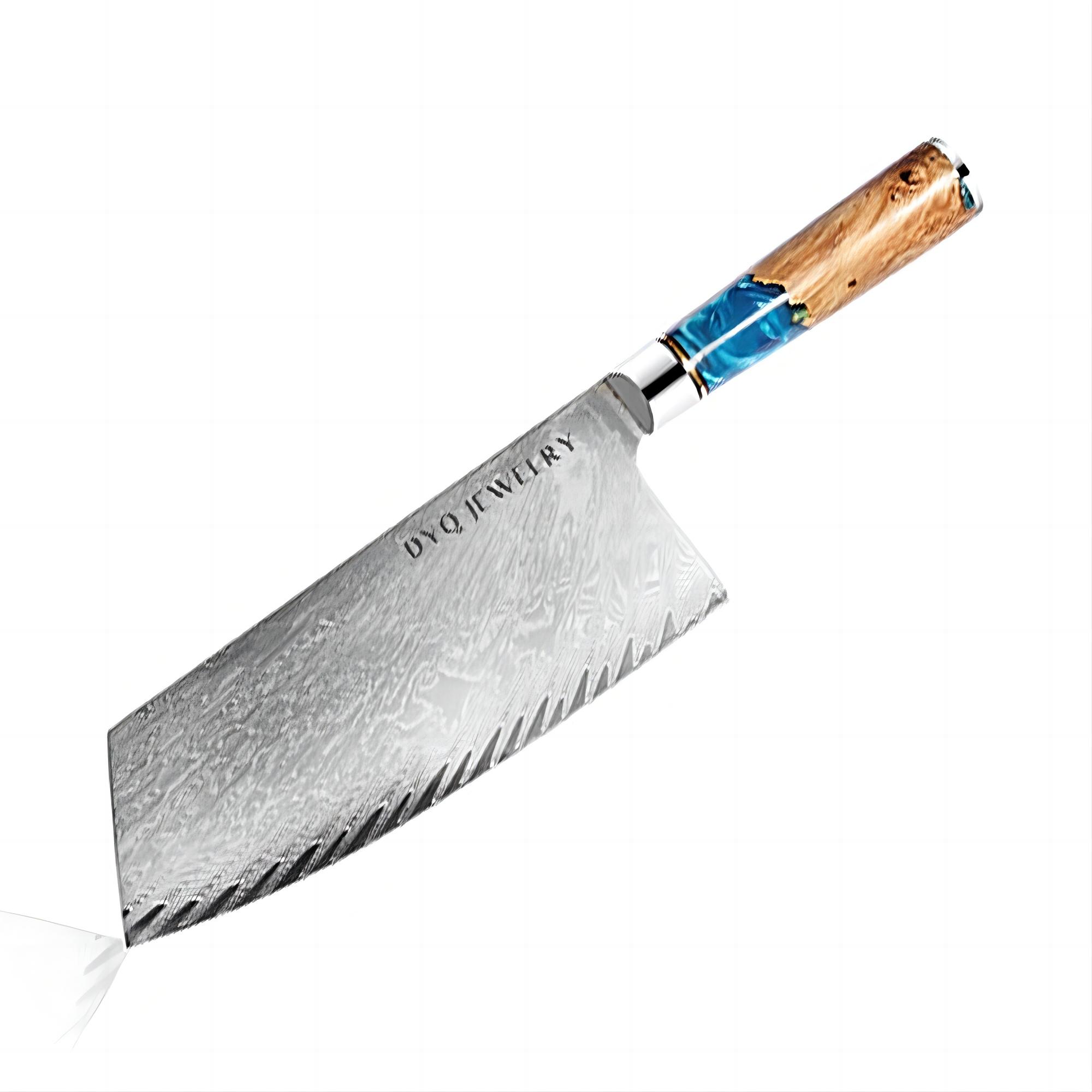 DYQ珠宝 臻心系列 大马士革钢 树脂柄 7.5寸中华刀 568