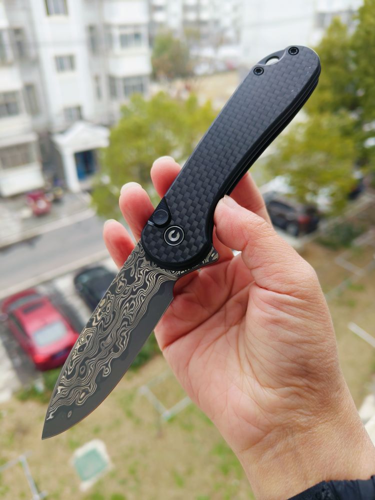 🔥 CIVIVI Elementum II 大马士革钢 碳纤维手柄 C18062PB-DS1 黑色 728