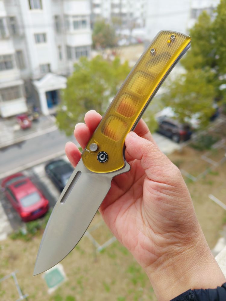 🔥 CIVIVI Conspirator Button Lock Nitro-V钢 Ultem柄 C21006-5 琥珀色 767