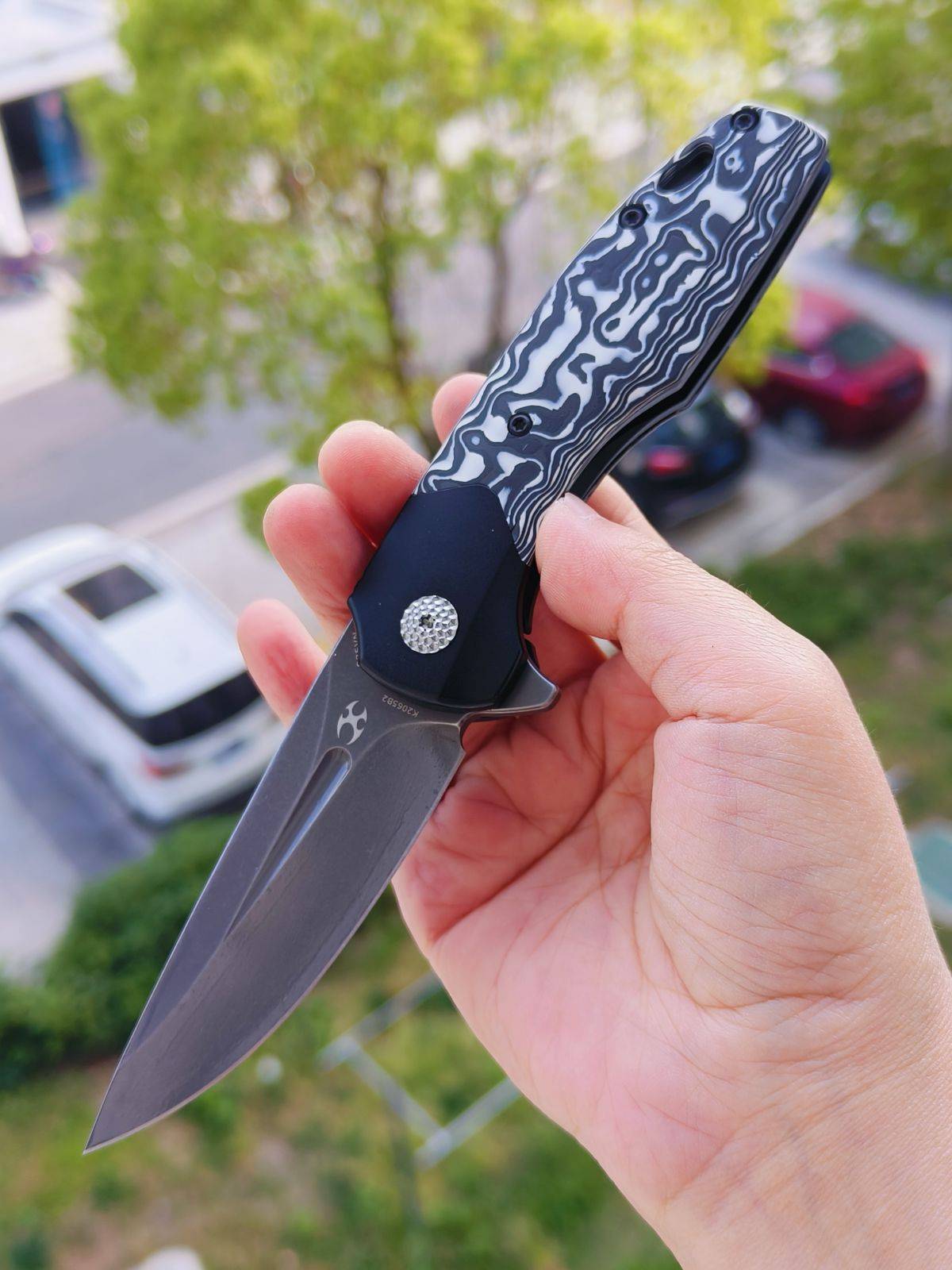 Kansept Cassowary S35VN钢 碳纤维柄 K2065B2 云纹 1260