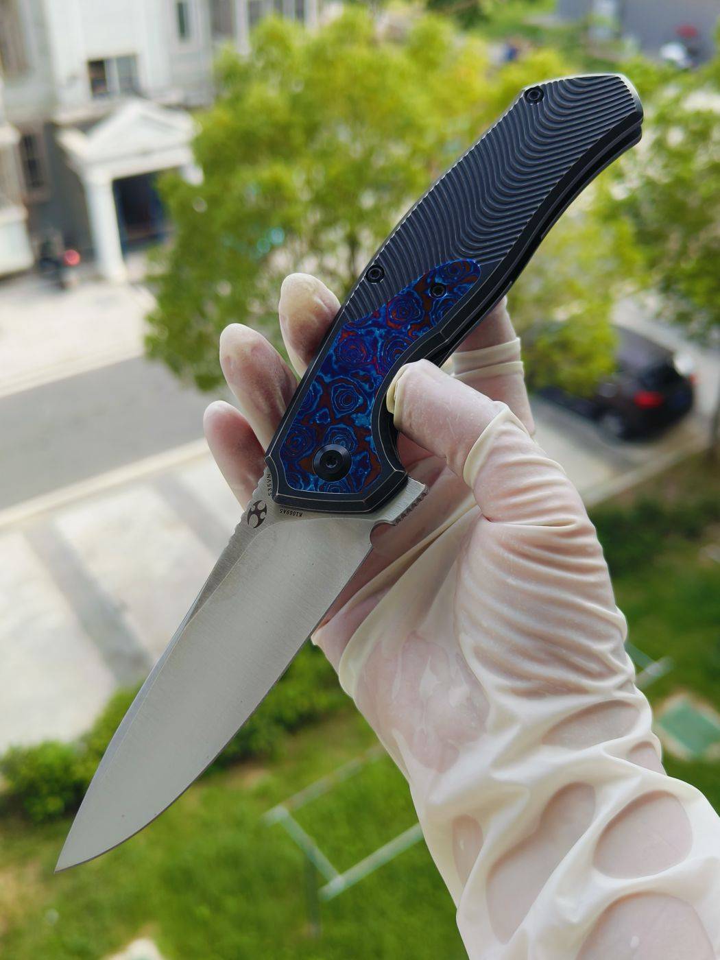 Kansept CPM-S35VN钢 钛柄镶嵌钛马 K1069A5 黑色 2100