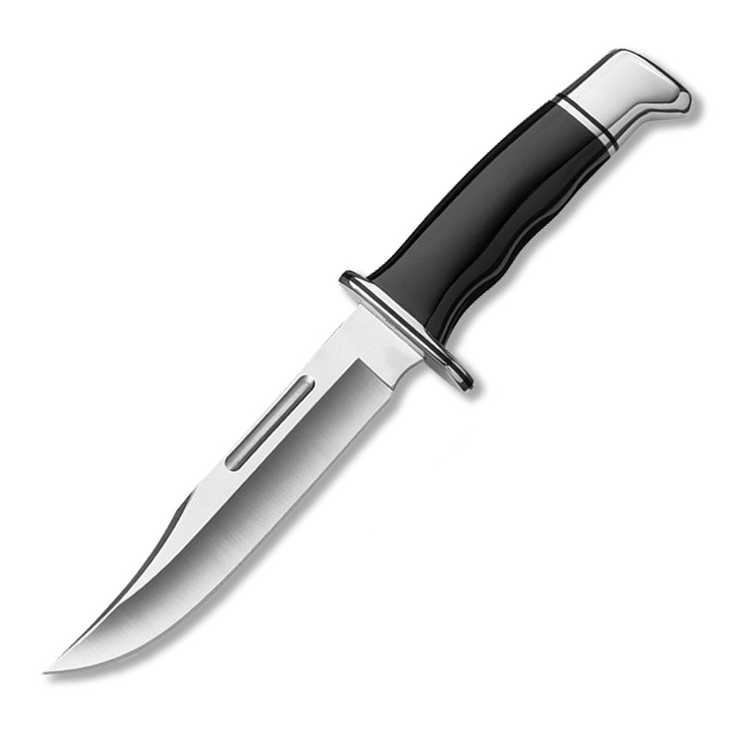 Buck Knives 0119BKS-B 420HC钢 黑色酚醛树脂手柄 带铝制护手和柄头 皮鞘 660