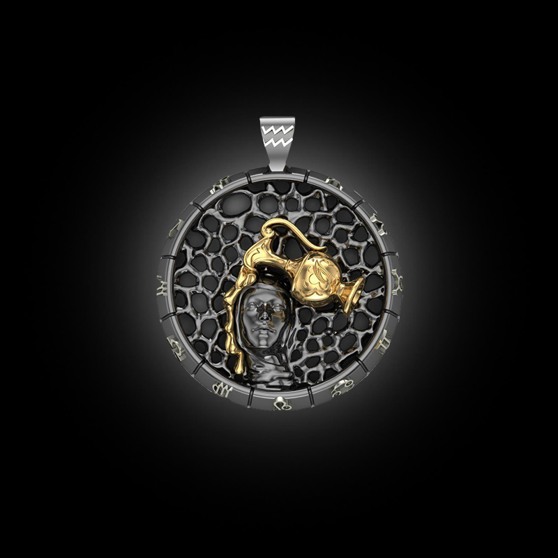 DYQ Jewelry 十二生肖系列 925银 14K金 项链吊坠 水瓶座 3860