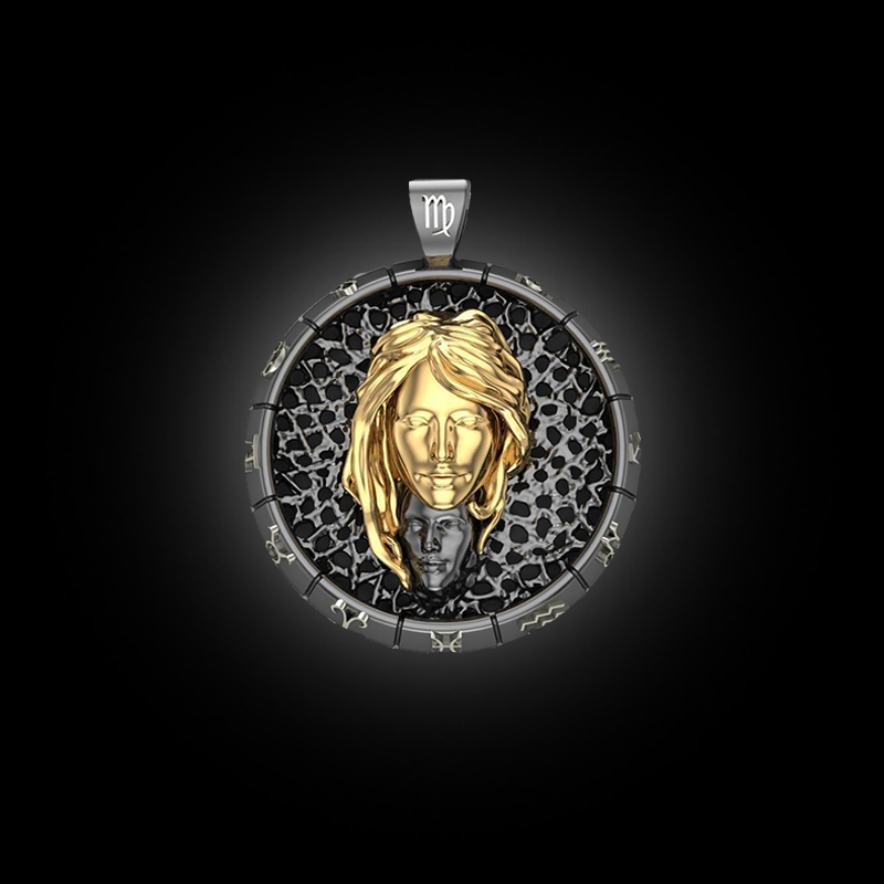 DYQ Jewelry 十二生肖系列 925银 14K金 项链吊坠 处女座 3860