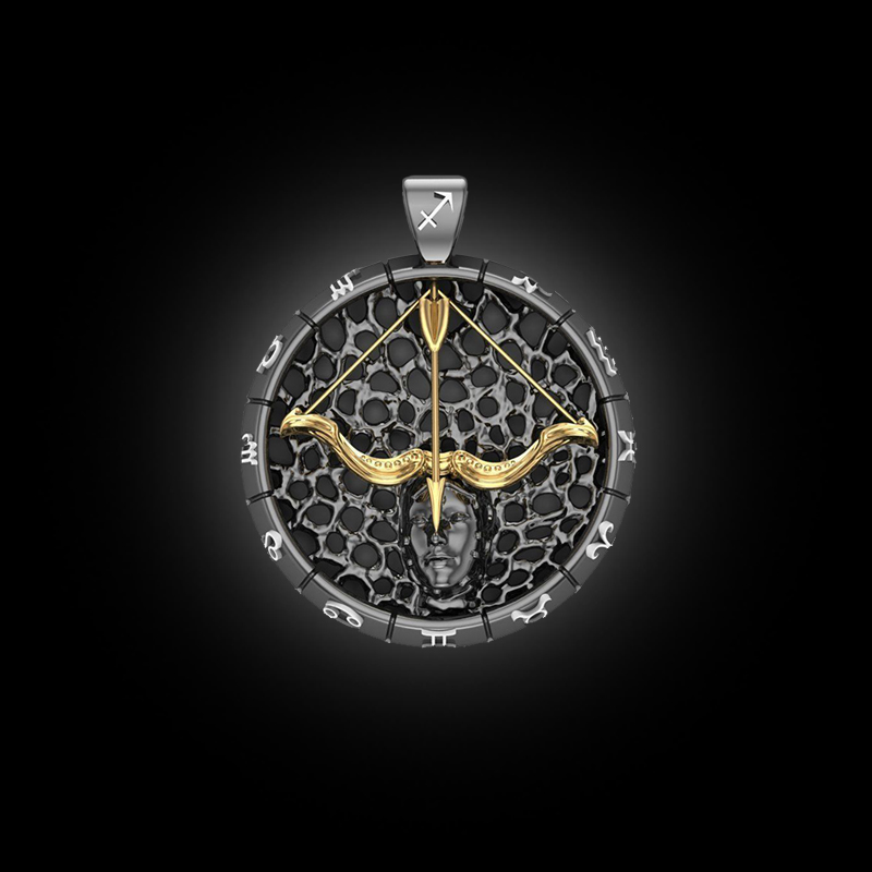 DYQ Jewelry 十二生肖系列 925银 14K金 项链吊坠 射手座 3860