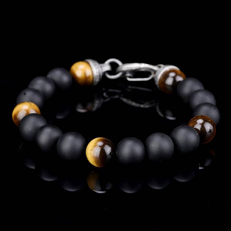 DYQ Jewelry 虎睛石黑玛瑙 男生轻奢珠链手链