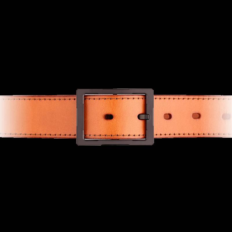 DYQ Jewelry 男士牛皮腰带皮带 钛扣 狼棕色 PVD黑