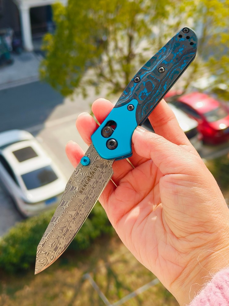 【寄售】Benchmade Gold Class Mini Osborne 大马士革钢 945-221 蓝色 4000
