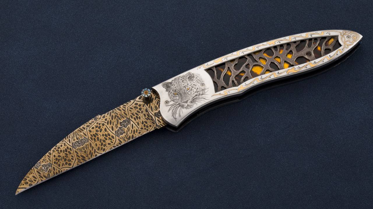 2015 AKI展品 MS双料大师 瑞克.邓克雷 豹王 豹纹大马士革钢 不锈钢手柄 艺术刀剑