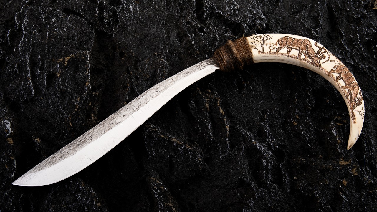 美国刀匠 史蒂夫.卡兹 疣猪勇士 高碳钢 艺术刀剑