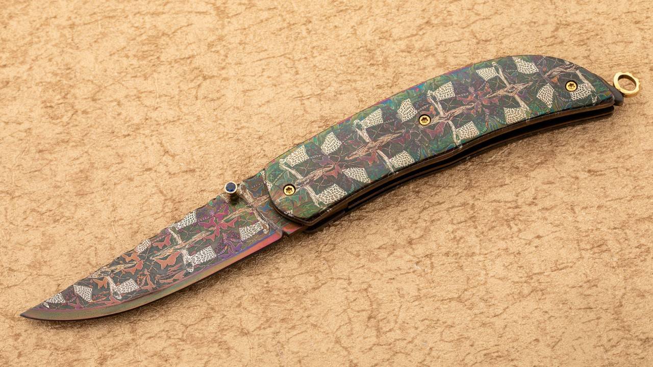 瑞典大师级刀匠约翰·古斯塔夫森 苍绿之径 大马士革钢 艺术刀剑 18000