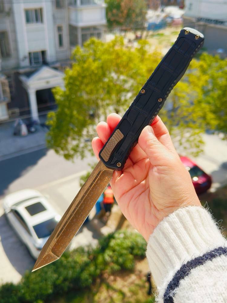 【寄售】Heretic Knives 异教徒 定制版 限量版 大马士革钢 铝+鳄鱼皮 OTF 黑色 9000