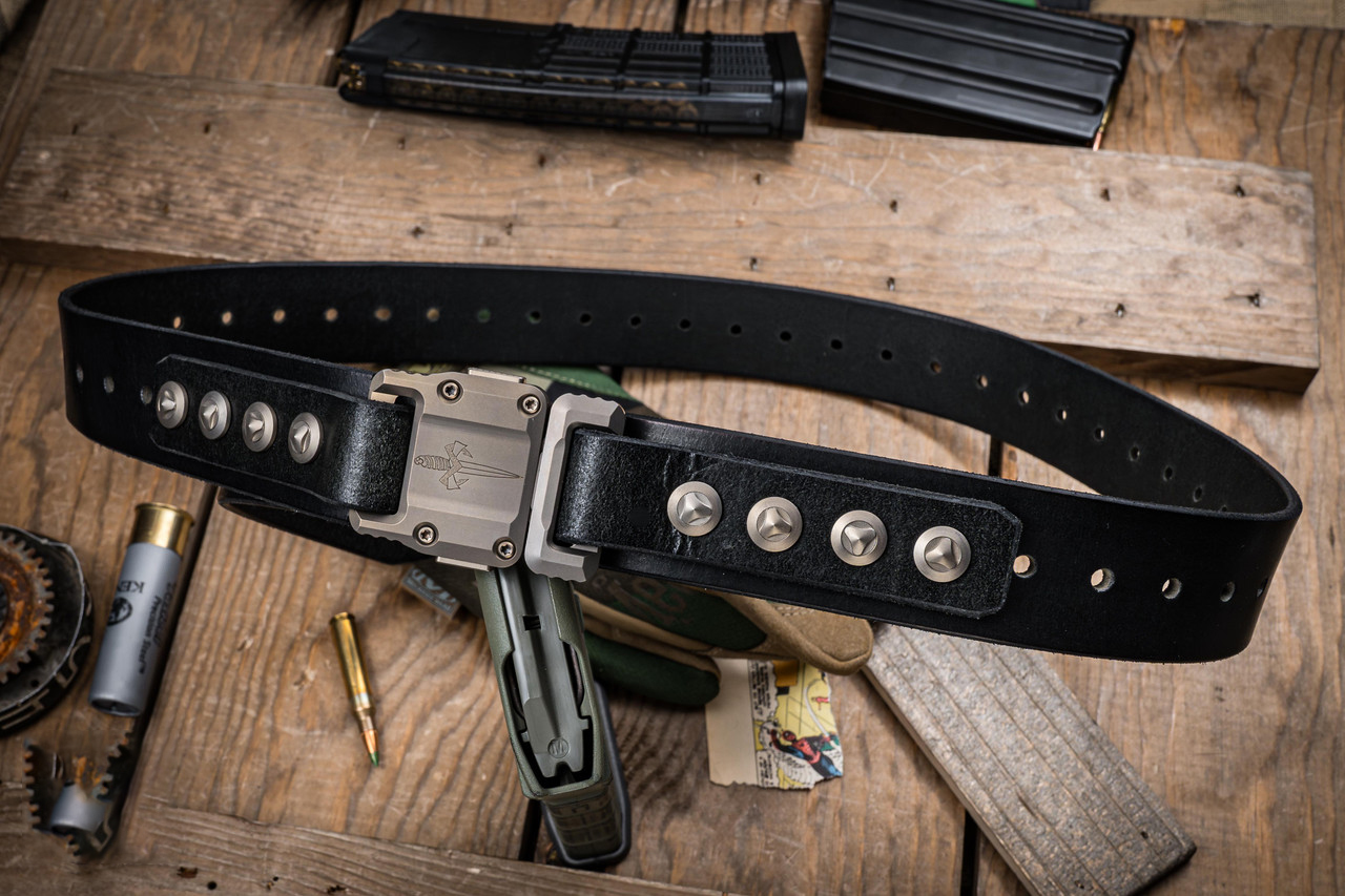 Microtech/Marfione 定制Apis 水牛皮腰带 钛古铜五金件 MCT700-APISBK-MCK 黑色 6500