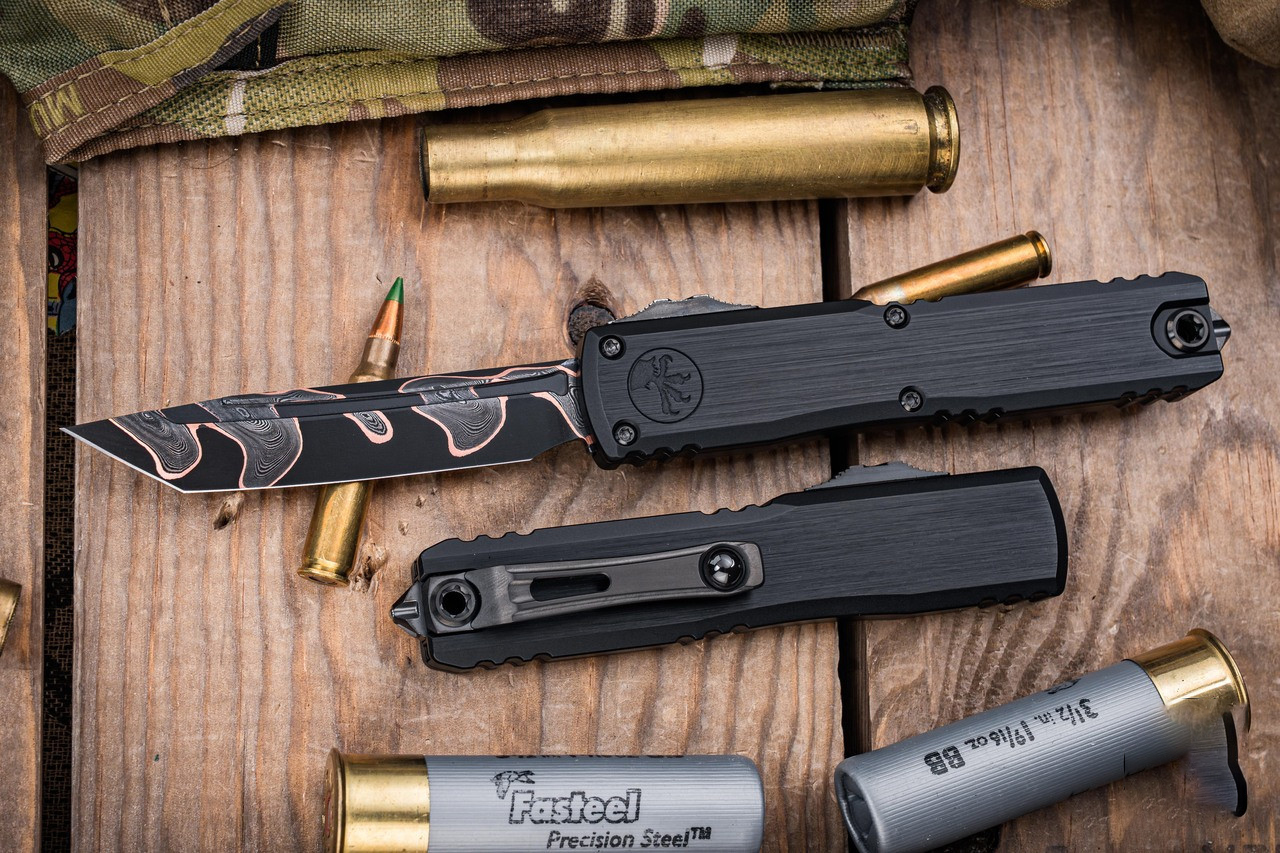 Microtech Ultratech Gen III OTF 大马士革钢 重型合金手柄 MCT1123-16MS1 黑色 12500