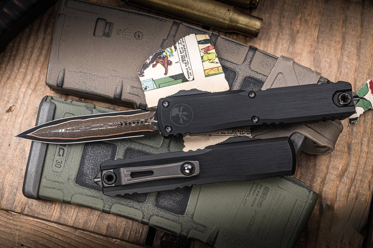 Microtech/Marfione Select Ultratech Gen III ZBP OTF大马士革钢 铝制手柄 MCT1122-16MS1 黑色 13600