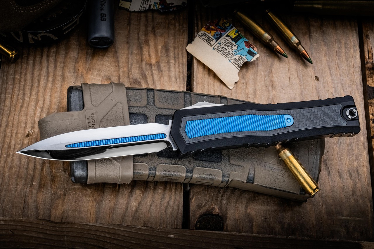 Microtech/Marfione 定制 Atreus ZBP OTF M390钢 碳纤维+钛手柄 MCT1290-HPBLTI-MCK 蓝色 26500