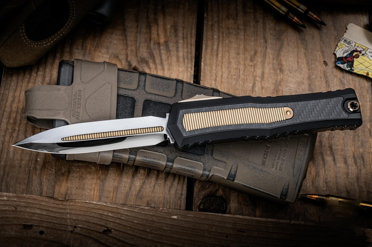 Microtech/Marfione 定制 Atreus ZBP OTF M390MK钢 碳纤维+钛手柄 MCT1290-HPBZTI-MCK 青铜色 26500