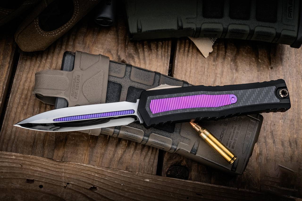 Microtech/Marfione 定制 Atreus ZBP OTF M390MK钢 碳纤维+钛手柄 MCT1290-HPPUTI-MCK 紫色 26500