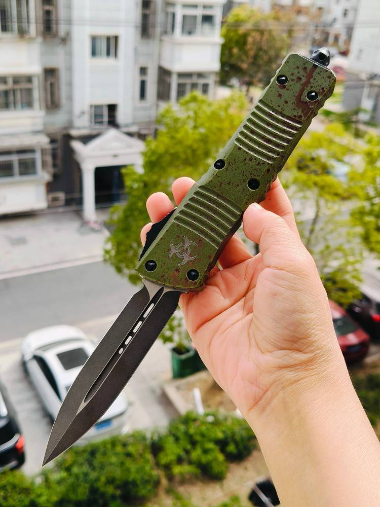 【寄售】Microtech Combat Troodon D/E Outbreak Standard Deep Engraved Signature Series 142-1OBDS 绿色 6000