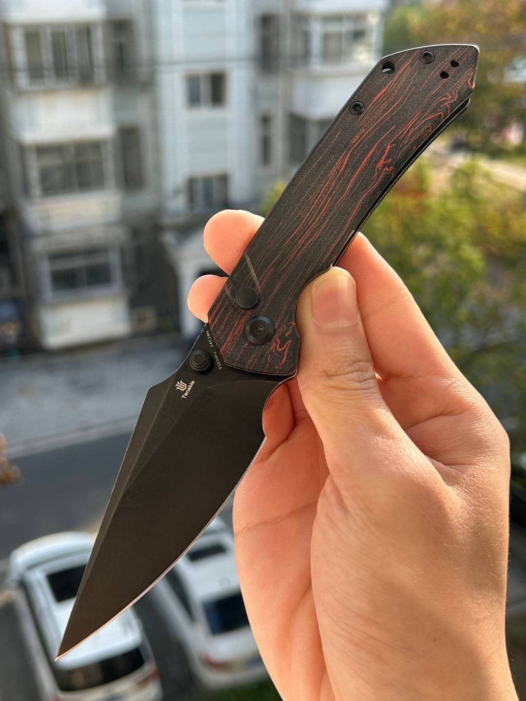 Tenable Fenrir 14C28N钢 G-mascus手柄 T1034F1 黑红色 400