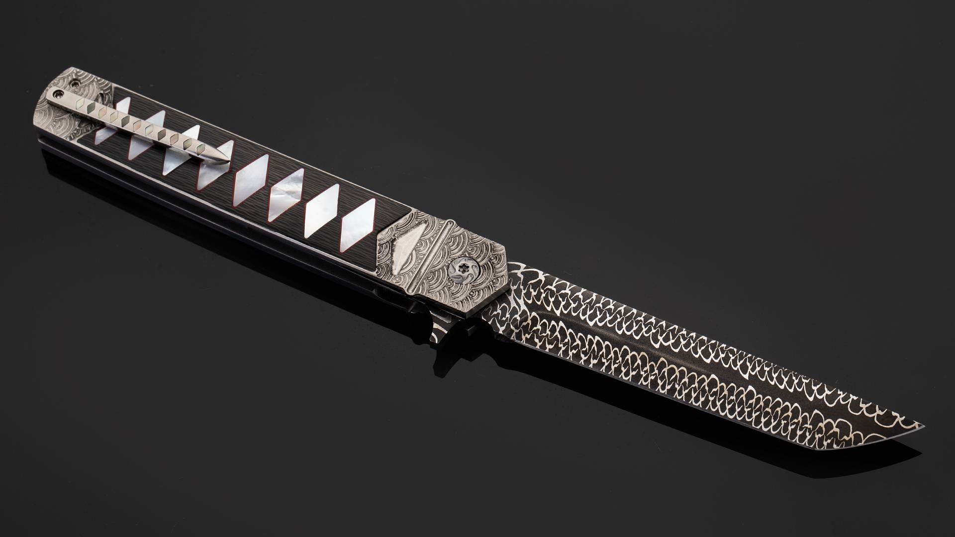 意大利 艾米利亚诺.费泰尔 出云武士 云纹大马士革钢 钛合金柄