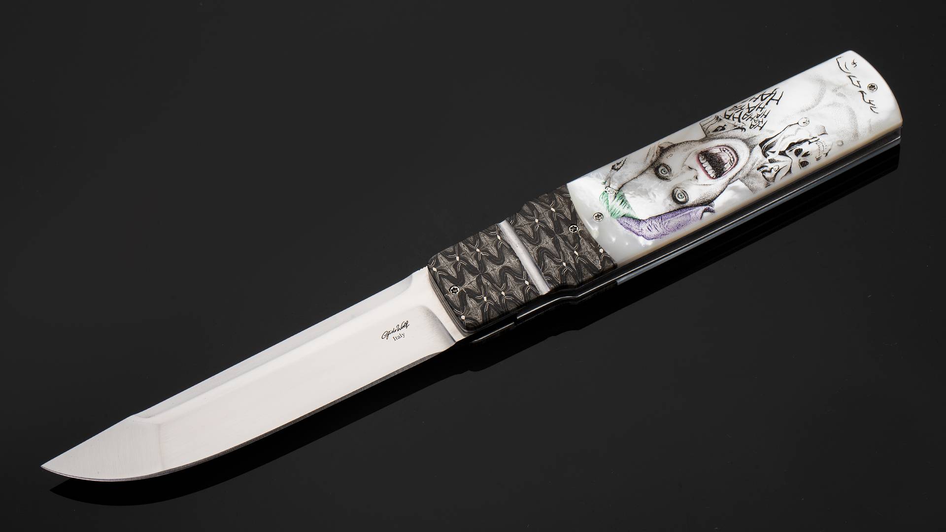 意大利 吉多尼.保罗 第一反派 RWL34不锈钢 大马士革柄