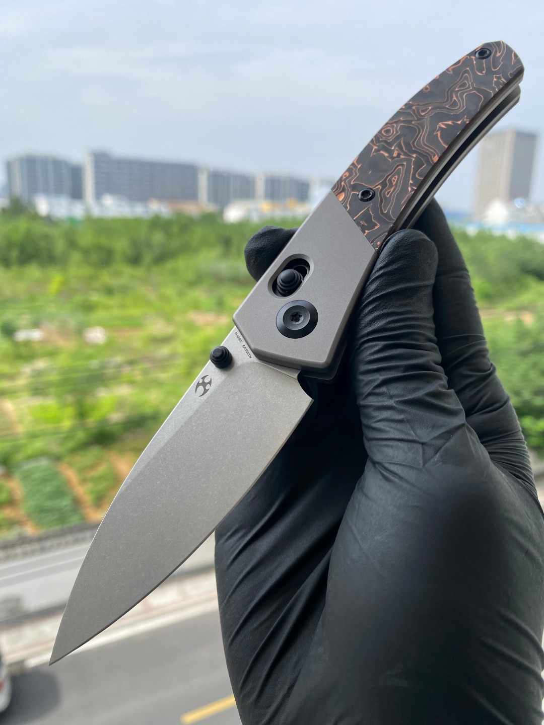 KANSEPT Dako CPM S35VN钢 钛合金+带铜碳纤维手柄 K1101V2 黑铜色 1300