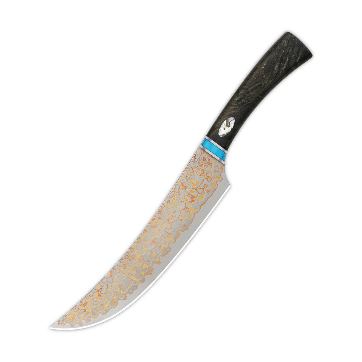 QSP Kitchen Knife Noble系列 7.75英寸大马士革钢 木柄+鲍鱼壳镶嵌 QS-KK-006B 黑色 1890