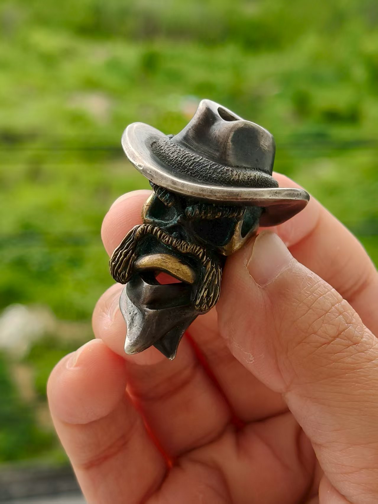 【售完】二手 Cpprhd Huckleberry Bead Brass Silver Custom Knife lanyard bead 3800