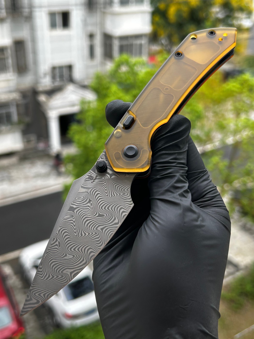 Tenable knives Fenrir 大马士革钢 PEI柄 B1034H6 琥珀色 550