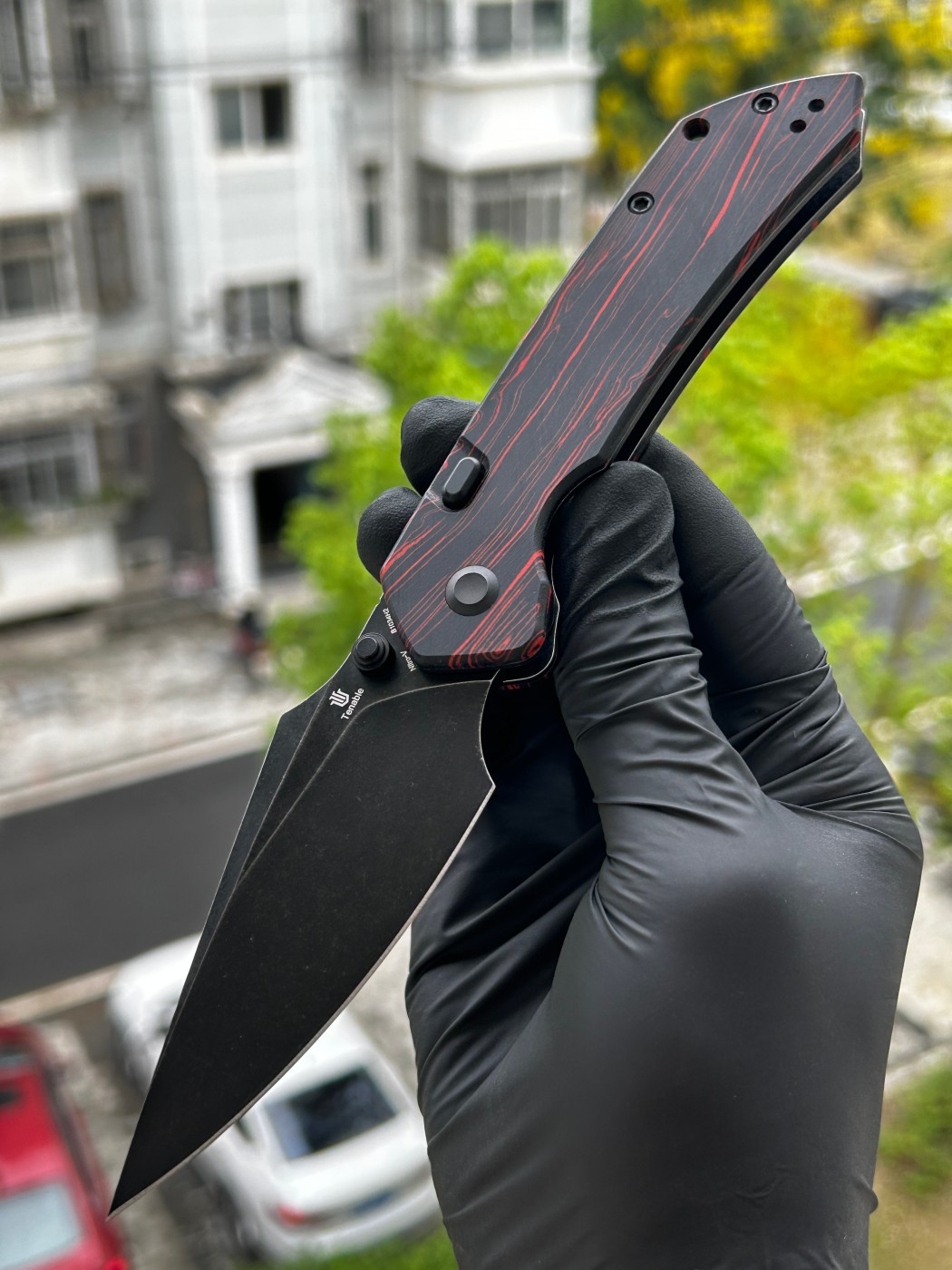 Tenable knives Fenrir Nitro-V钢 米卡塔柄 B1034H2 红黑 500