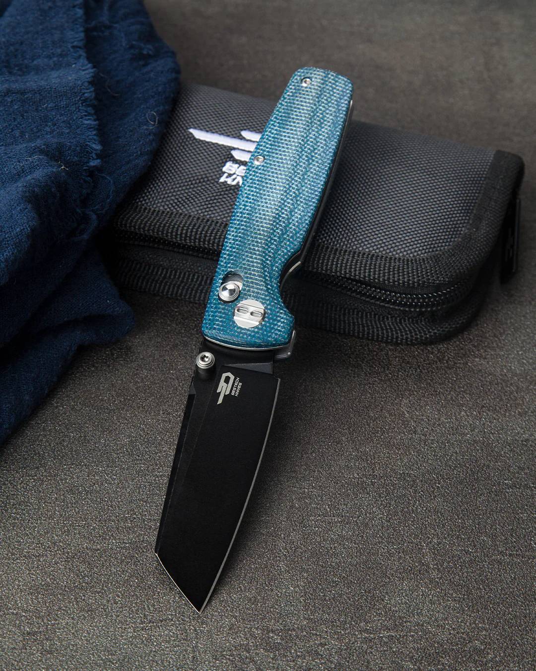 BESTECH SLASHER D2钢 Micarta手柄 BG43C-2 蓝色 460