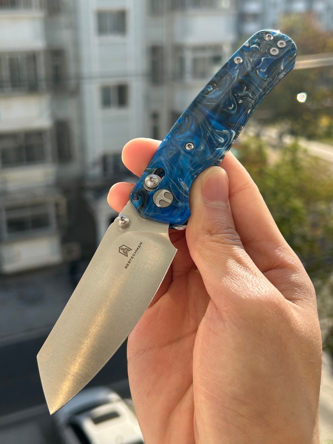 BESTECHMAN CICADA'S WING 10Cr15MoV钢 树脂手柄 BMK06Q 蓝色 400