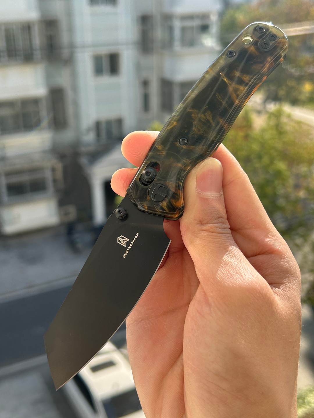 BESTECHMAN CICADA'S WING 10Cr15MoV钢 树脂手柄 BMK06S 深金色 400