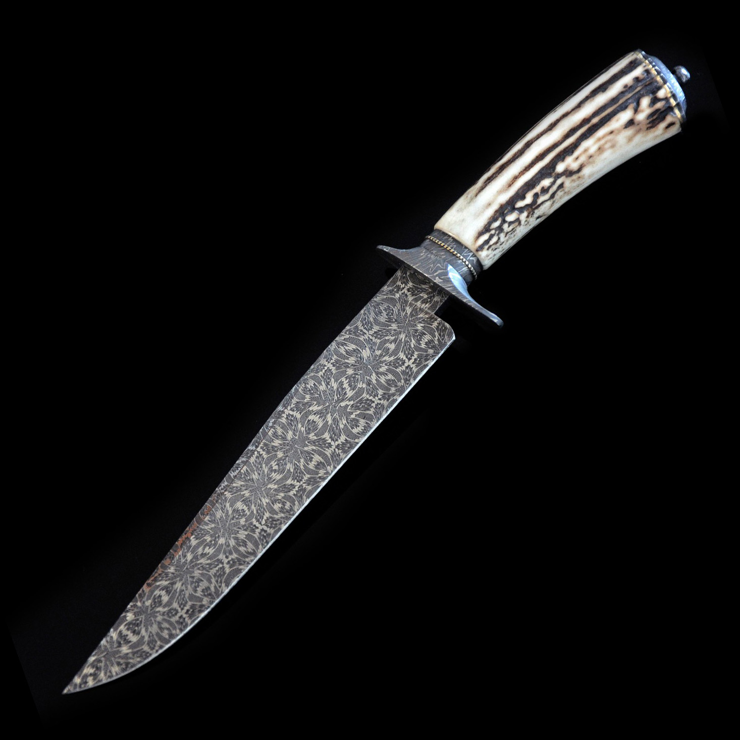 Jimmy Yang 手工定制博伊刀 大马士革钢 水鹿角 艺术刀剑 7500