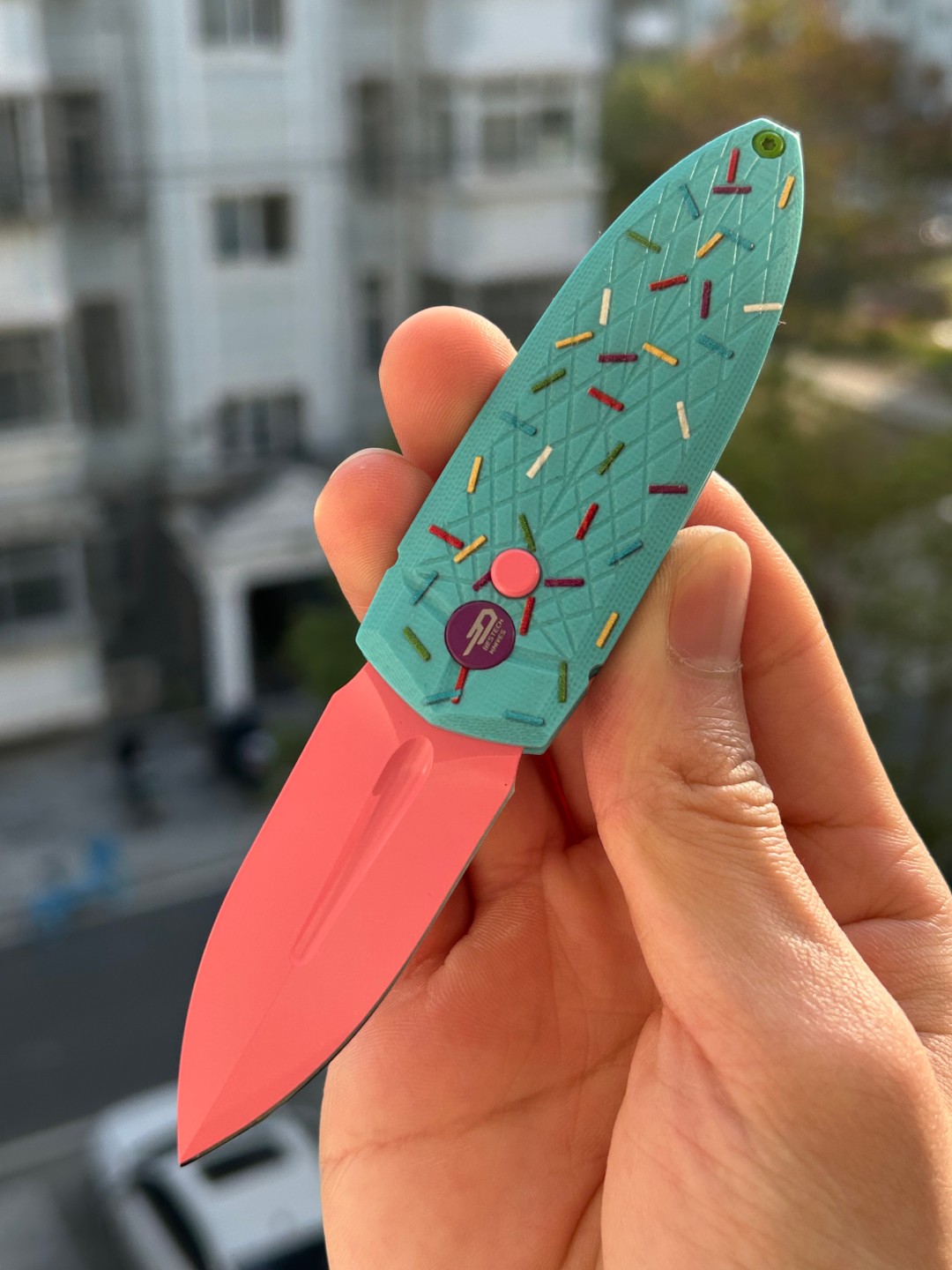 Bestech QUQU 14C28N钢 G10柄 BG57C-1 蓝色甜甜圈 425