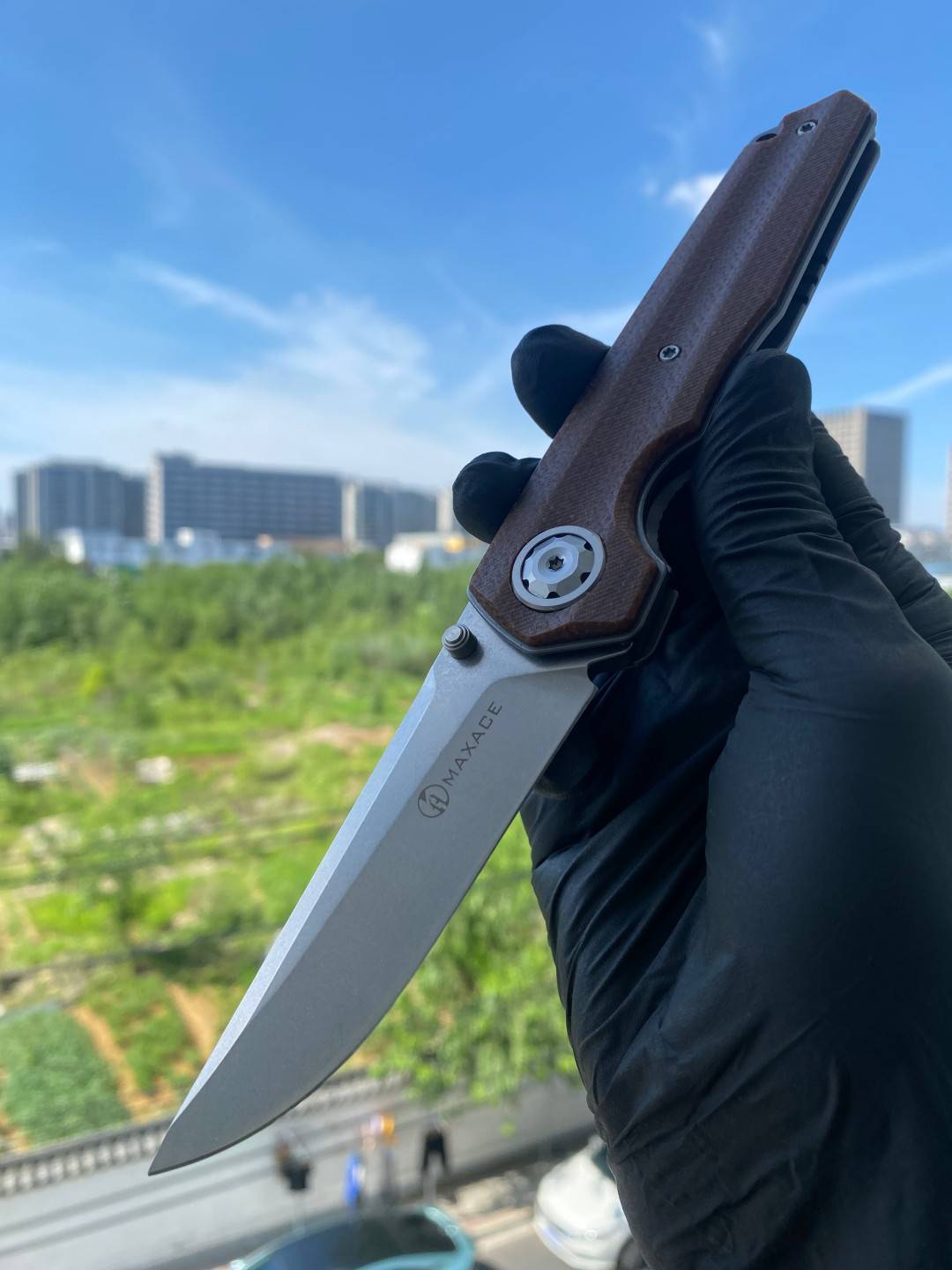 Maxace knives 影武者二代 K110钢 米卡塔柄 MSM206 棕色 358