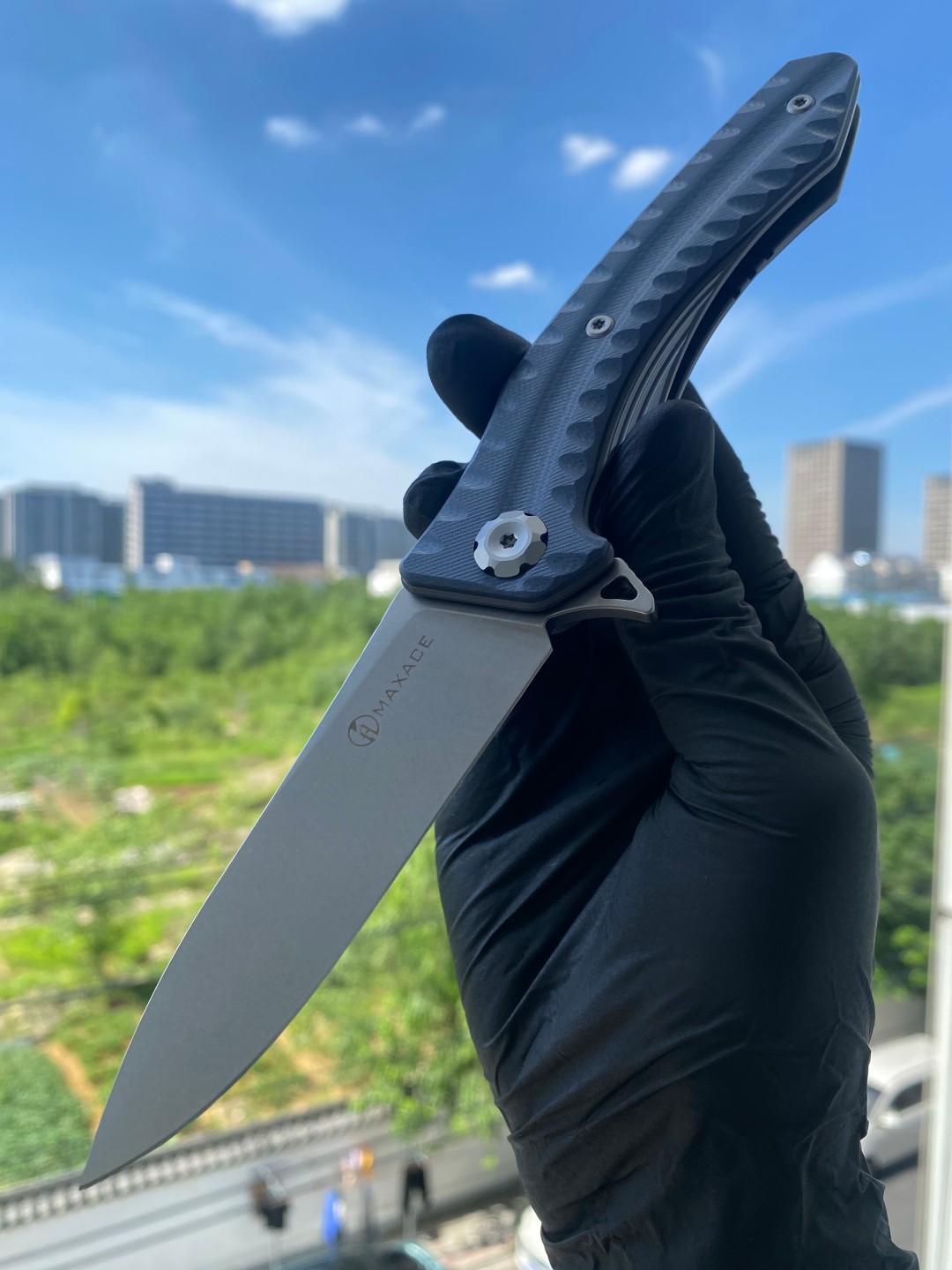 Maxace Knives 狂徒二代 K110钢 G10柄 MZ205 深蓝色柄 258