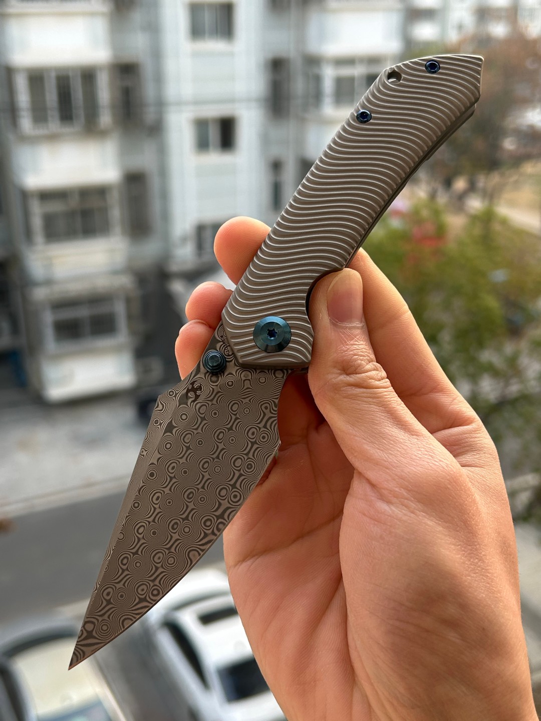 KANSEPT Fenrir 大马士革钢 钛合金手柄 K1034C4 钛原色 1400