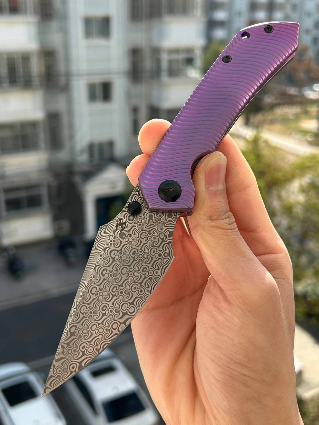 KANSEPT Fenrir 大马士革钢 钛合金手柄 K1034C5 紫色 1400