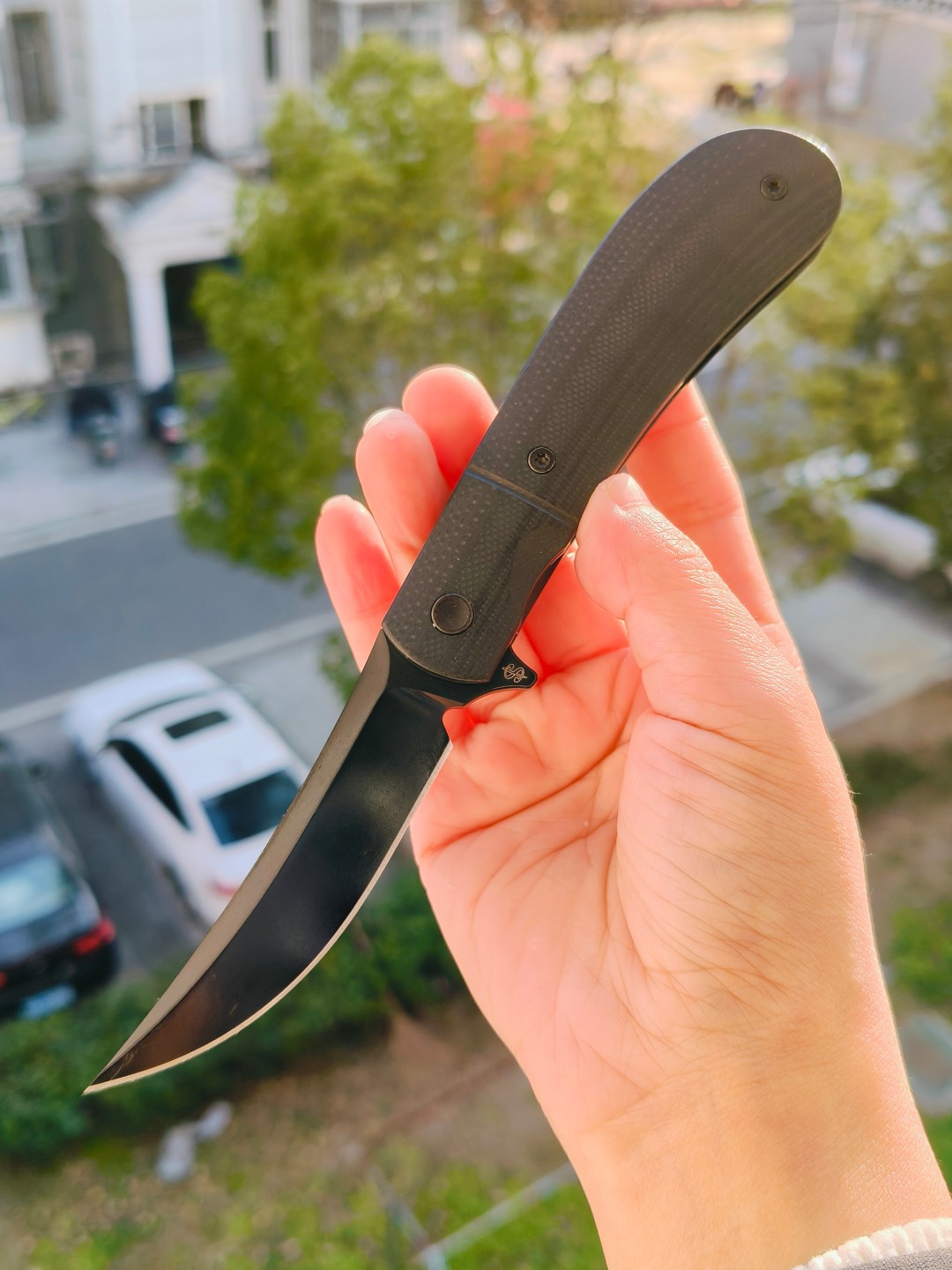 Sao Knives CPM-20CV钢 不锈钢内衬+G10柄 口袋刀 SK2702 黑色