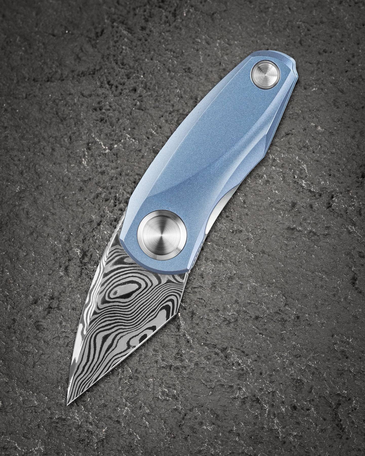 BESTECH TULIP Damasteel钢 钛合金手柄 BT1913G 蓝色 1484