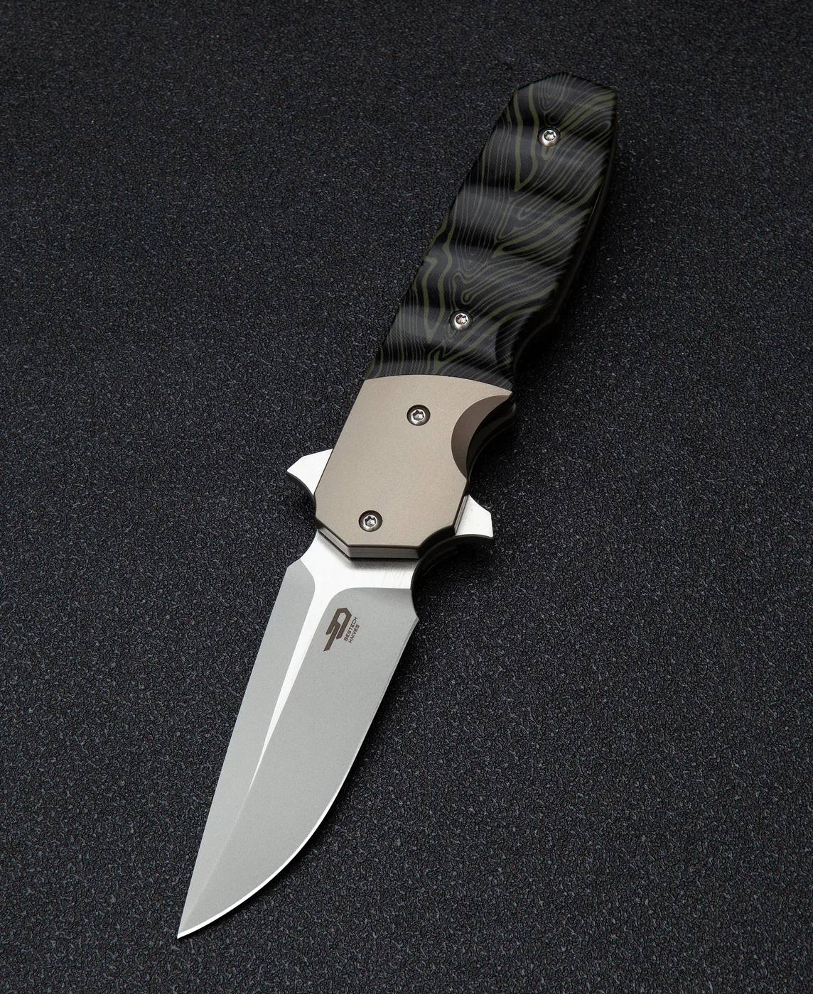 BESTECH FREEFALL S35VN钢 钛+G10手柄 BT2007A 黑绿色 1484