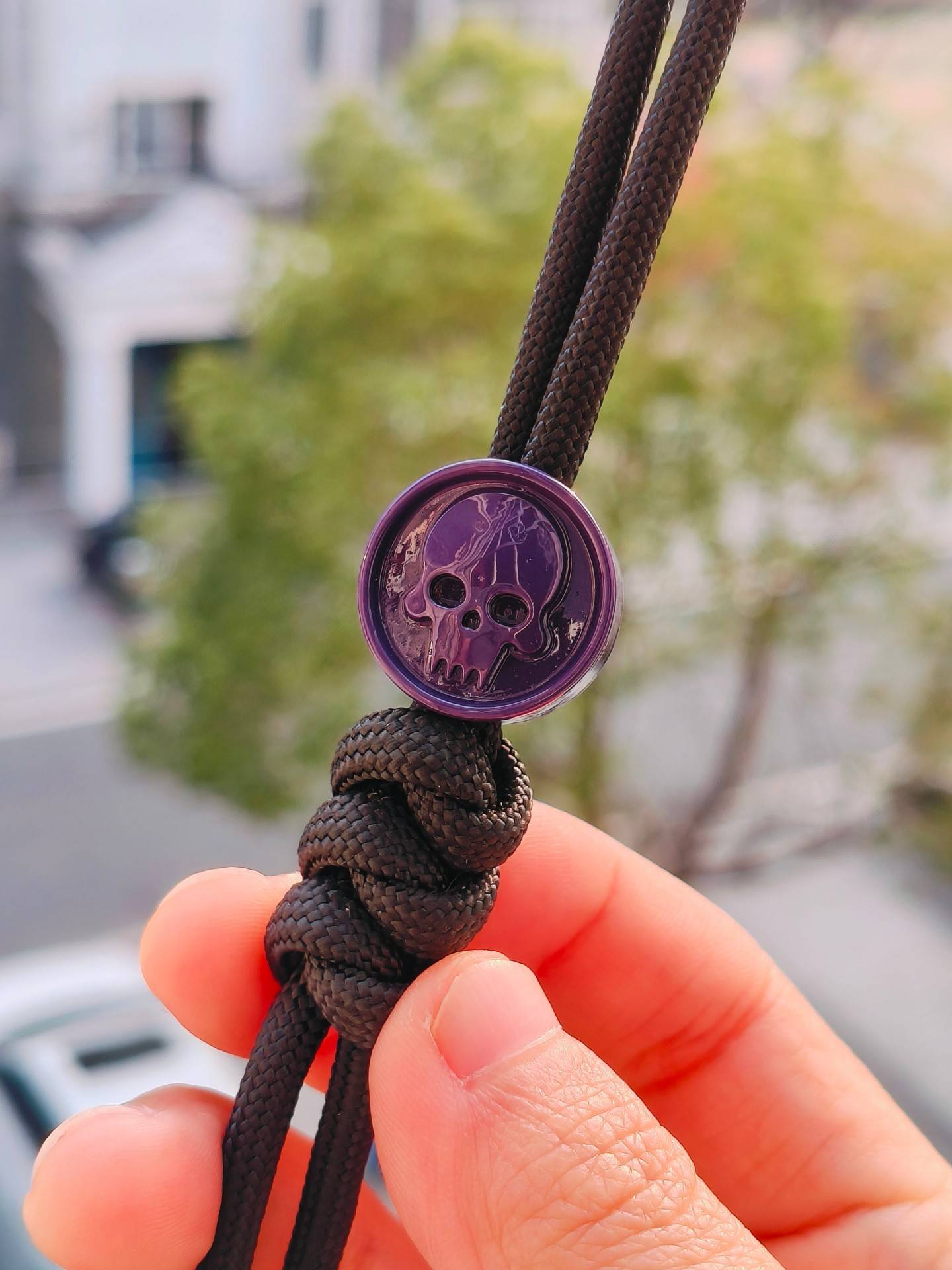 SSD工作室 白色树脂刀坠骷髅挂件 紫色 35