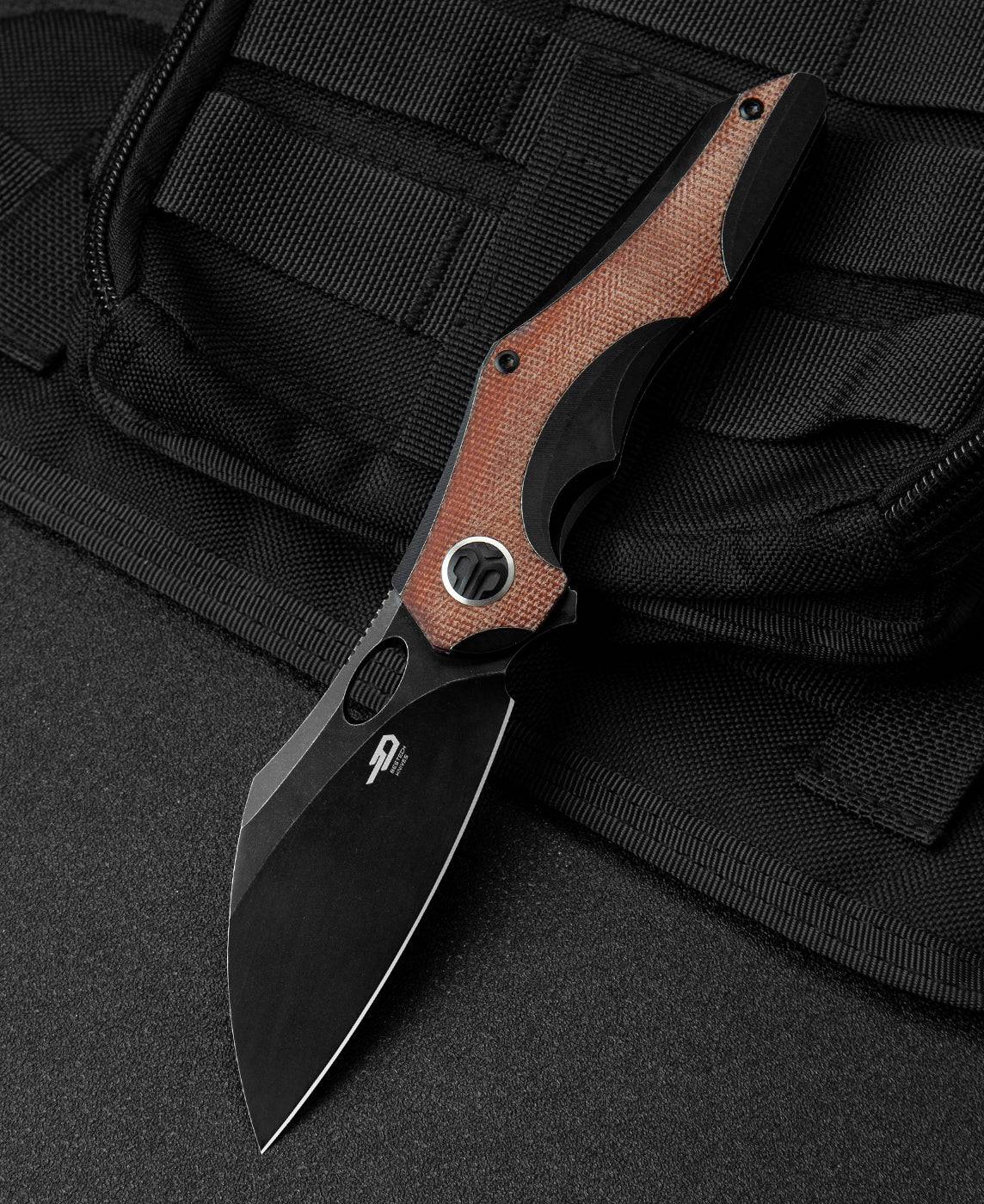 BESTECH NOGARD M390钢 钛+Micarta镶嵌手柄 BT2105E 黑棕色 2086