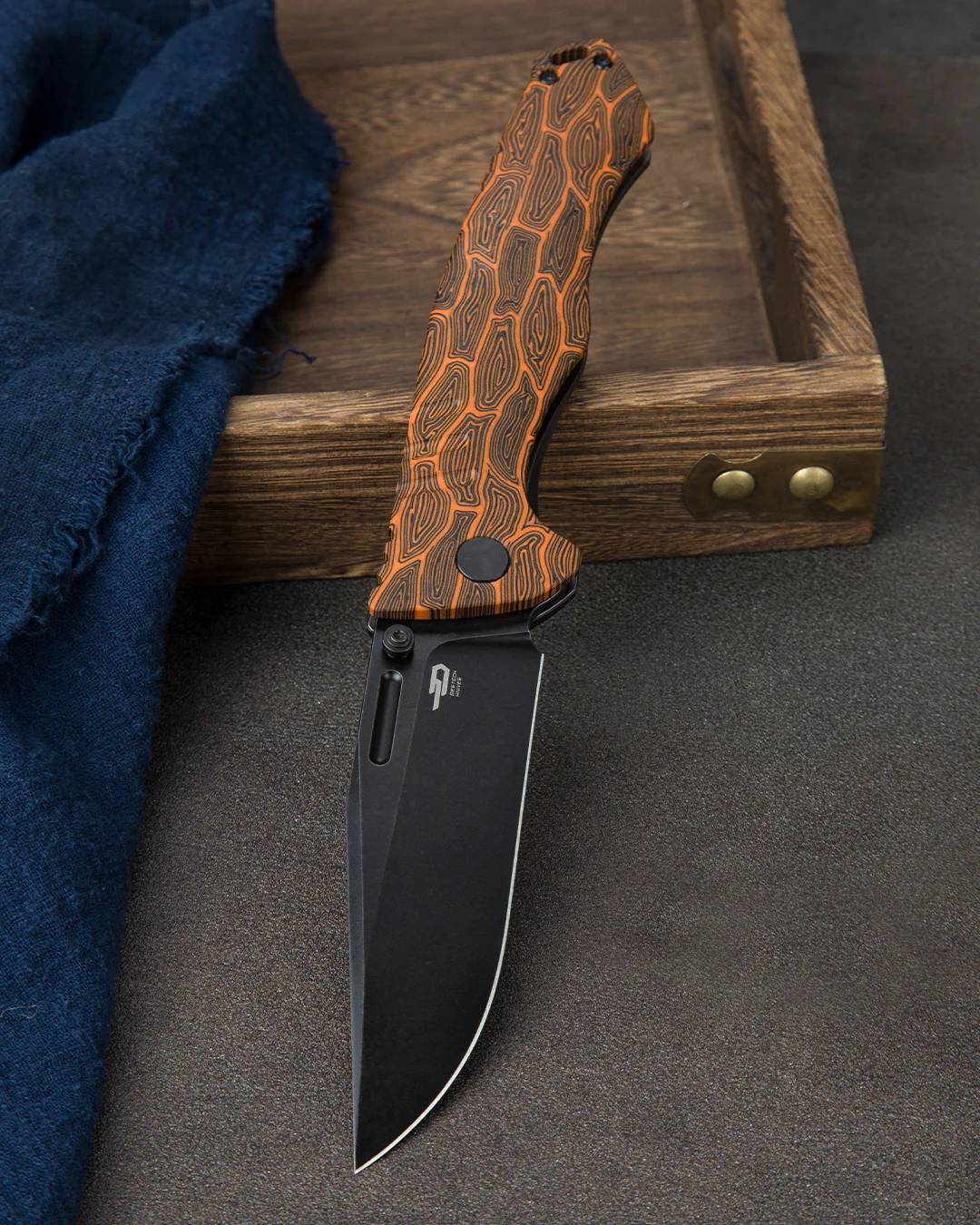 BESTECH KEEN II S35VN钢 G10+钛合金手柄 BT2301F 黑色+橙色 1897